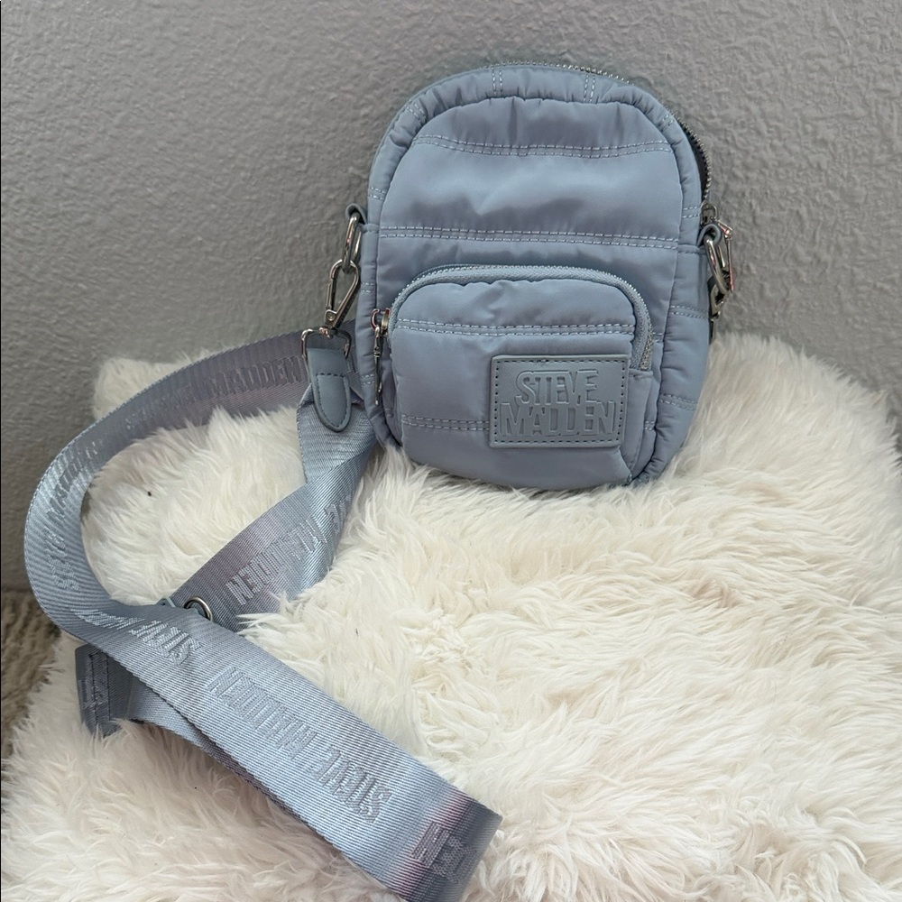 Steve Madden Quilted Light Blue Crossbody Bag
